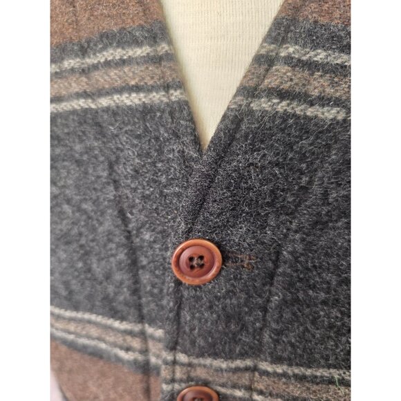 Vintage Banana Republic Wool Blend Vest Men Sz S Brown Gray Stripe Hong Kong - Picture 8 of 13